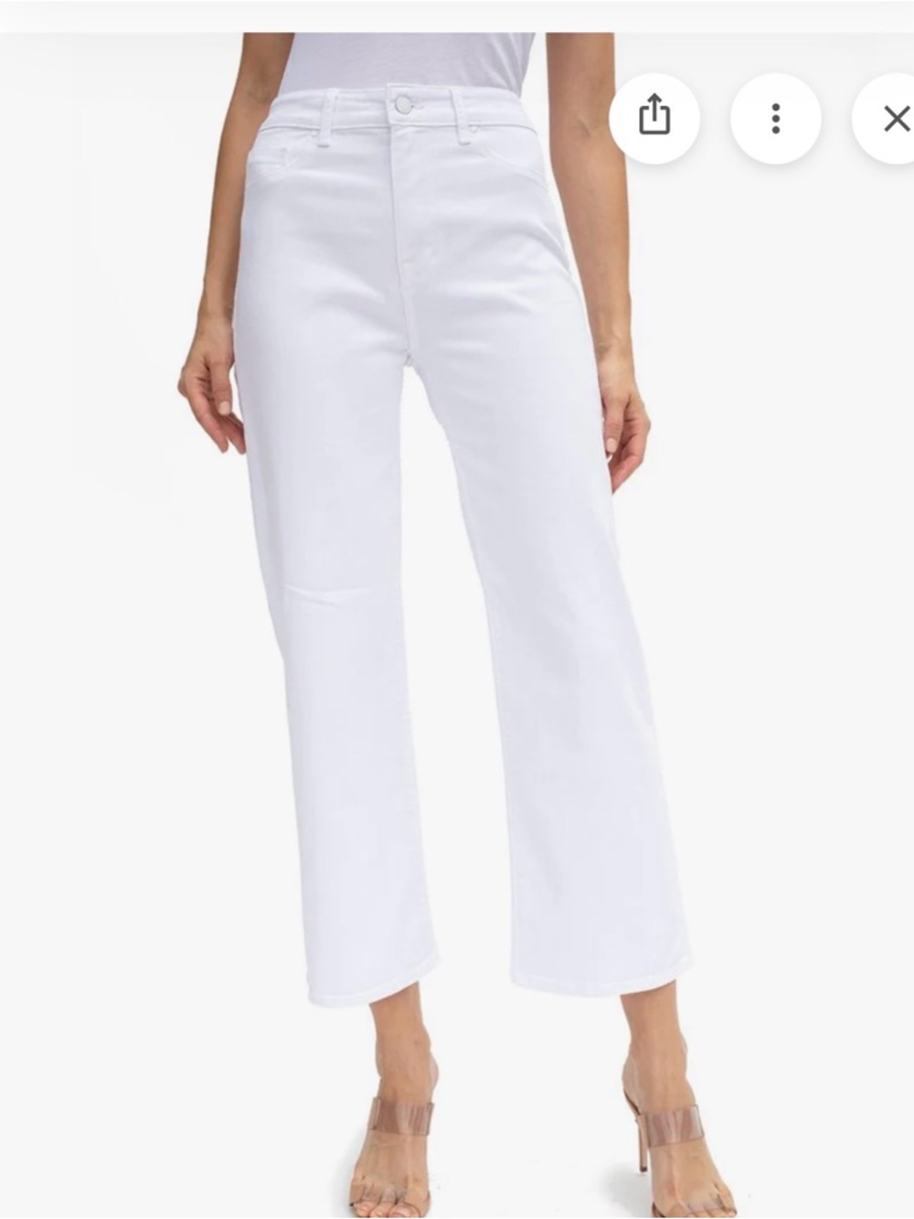 Fidelity Denim White High-Rise Cropped Straight Jeans